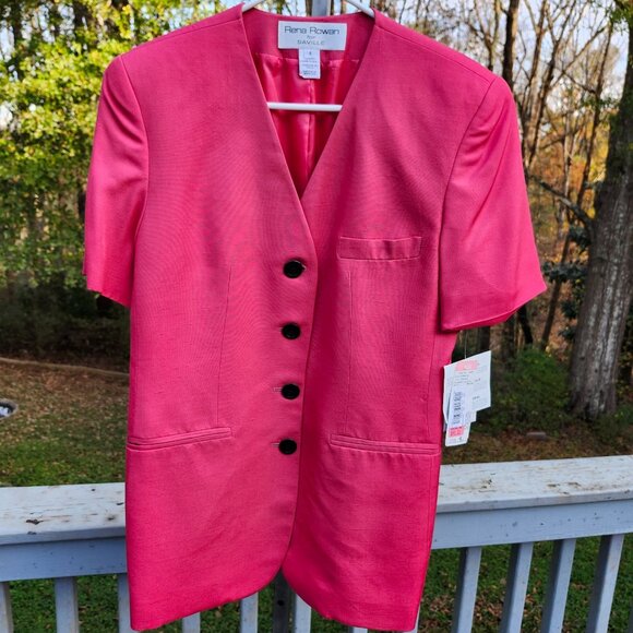NEW Rena Rowan Womens Blazer Suit Top Size 4 Pink Button-Down Short Sleeve USA - Picture 5 of 12